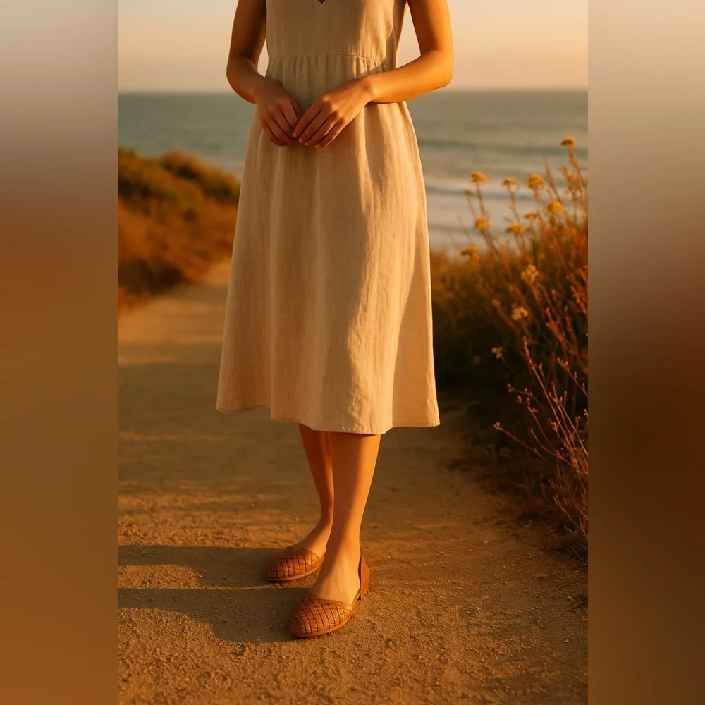 Agave Girl Woven Leather D’Orsay Flats Tan Size 7 - Picture 5 of 15